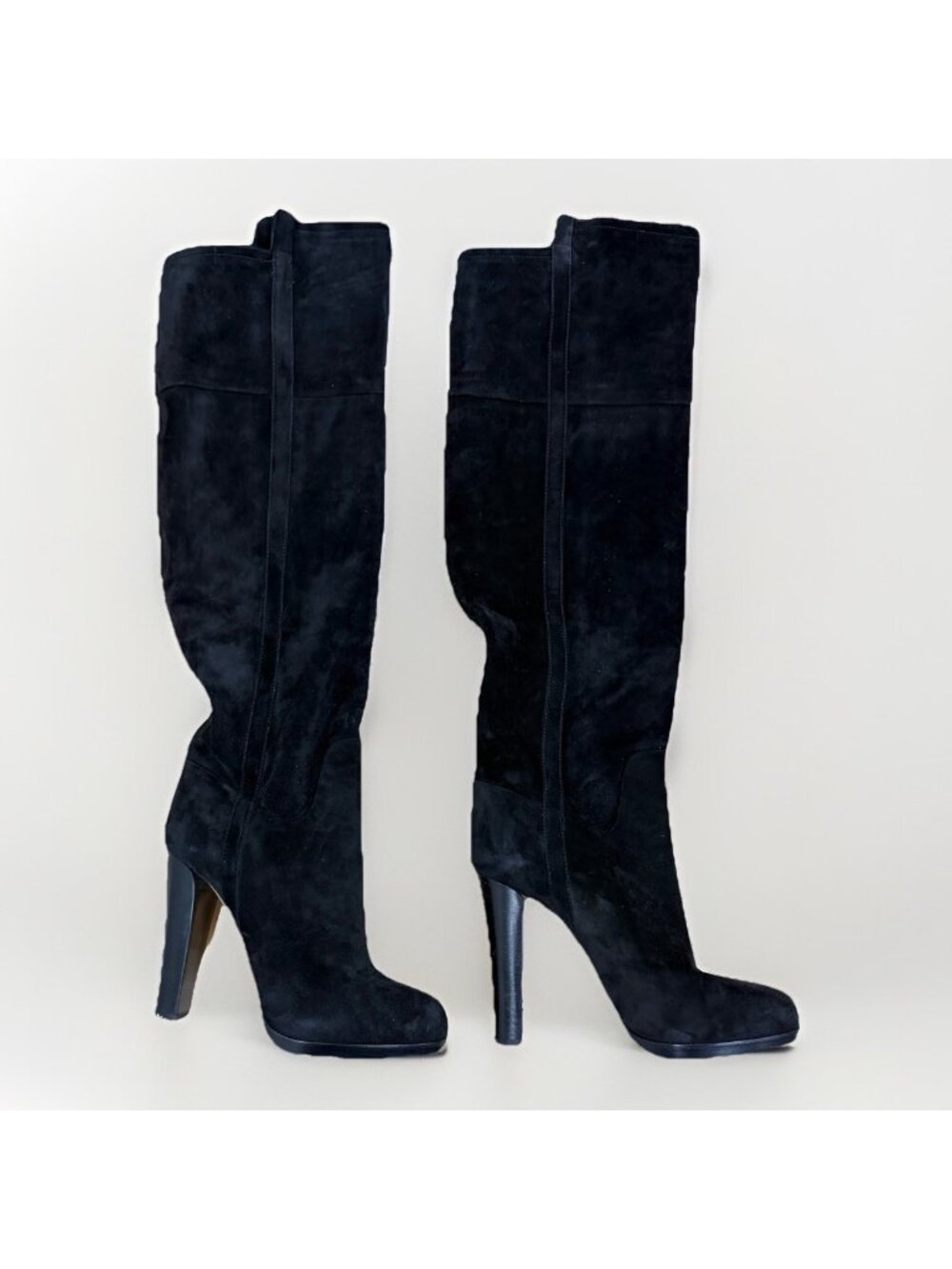 Reed Krakoff Suede Knee-High Heeled Boots In Black Size 37.5 US 7.5 Women’s